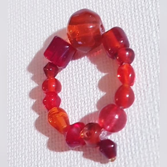 Red Scarf Women's Ring Handmade Jewelry s8-9 NEW - Picture 1 of 13